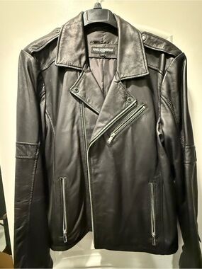 Karl Lagerfeld Black Leather Biker Jacket